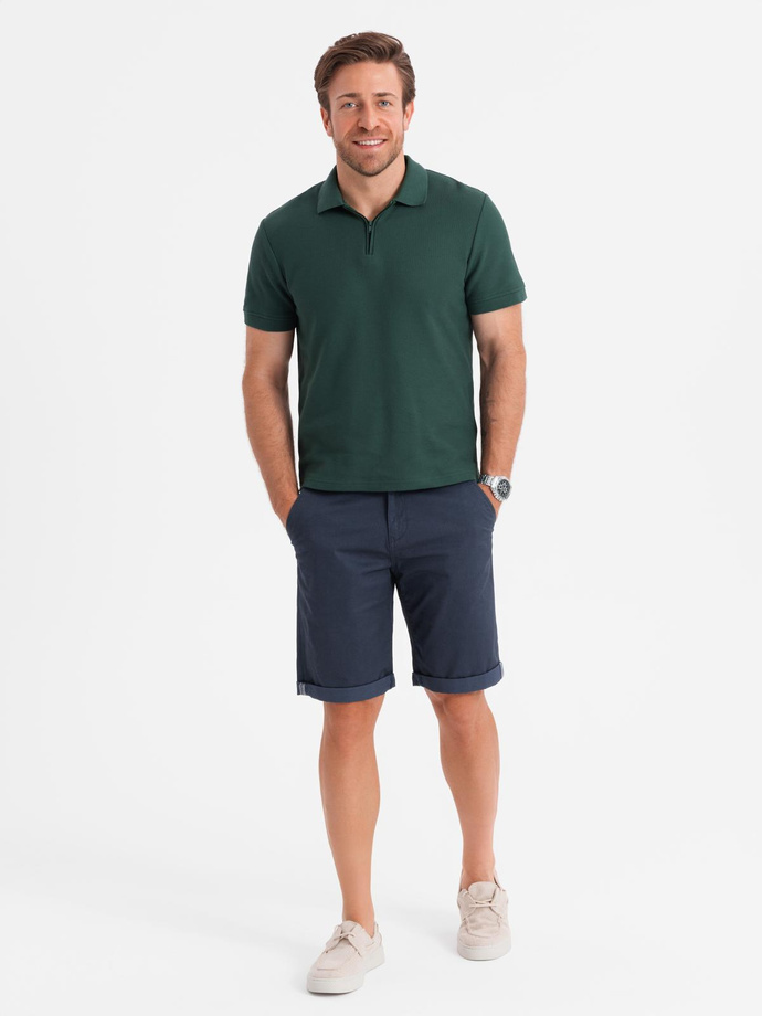 Men's classic chino shorts with rolled up leg - navy blue V10 OM-SRCS-0197