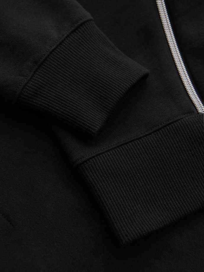 Men's sweatshirt with decorative front zips - black V1 OM-SSNZ-0187