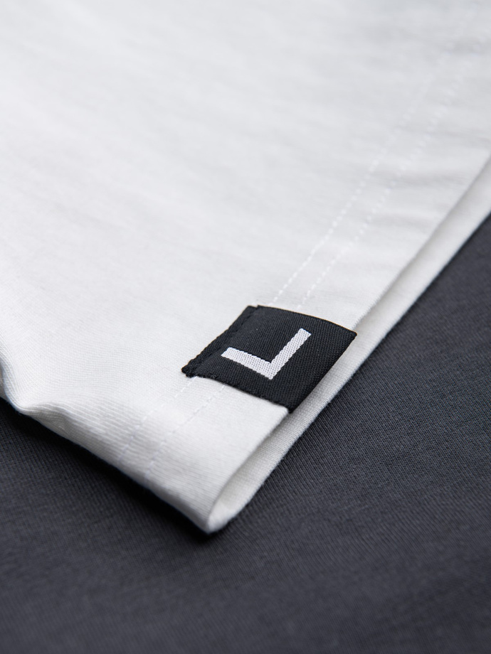 Men's cotton tricolor t-shirt with logo - graphite/olive V9 S1747