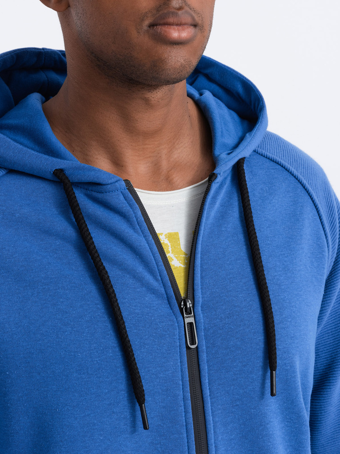 Men's unbuttoned hooded sweatshirt - blue V8 OM-SSZP-0124