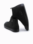 Men's high-top sneakers with decorative zipper - black V1 OM-FOTH-22FW-002