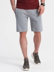 Pantaloni scurți tricotați pentru bărbați cu cordon în talie și buzunare - gri V8 OM-SRBS-0139