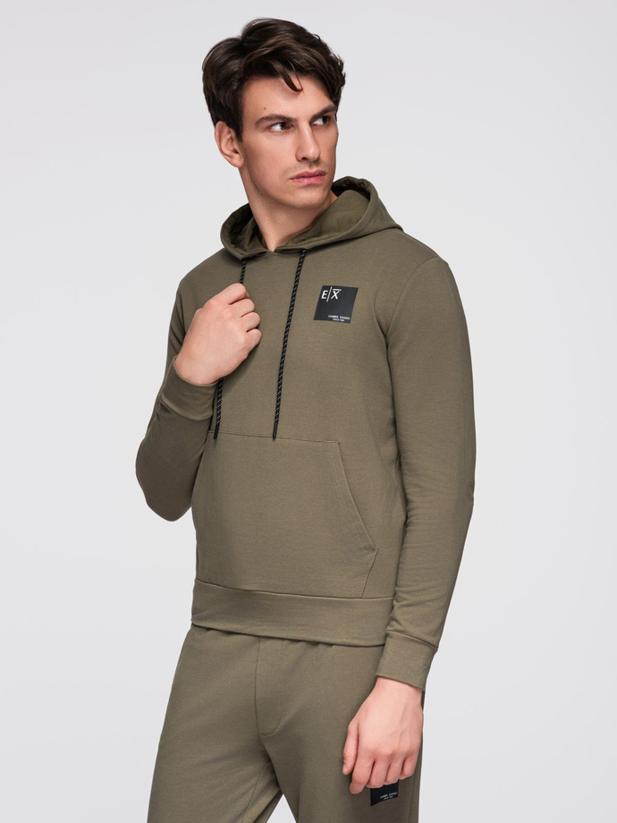 Men's sweatshirt set hoodie + sweatpants - olive V4 Z107 