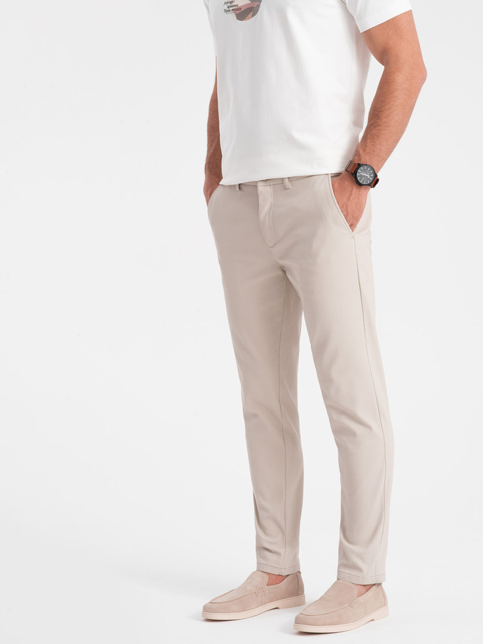 Vyriškos chino kelnės SLIM FIT - kreminės V1 OM-PACP-0186