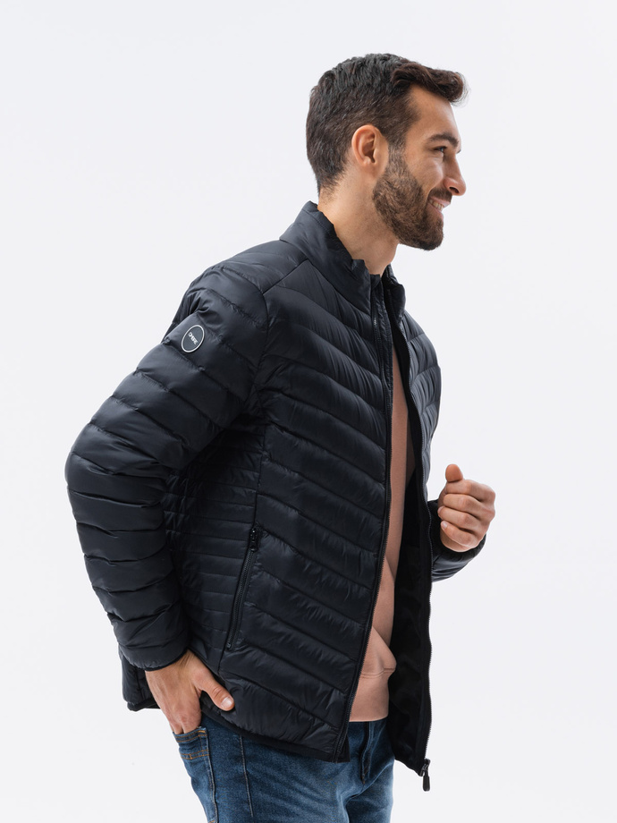 Men's mid-season quilted jacket - black C528