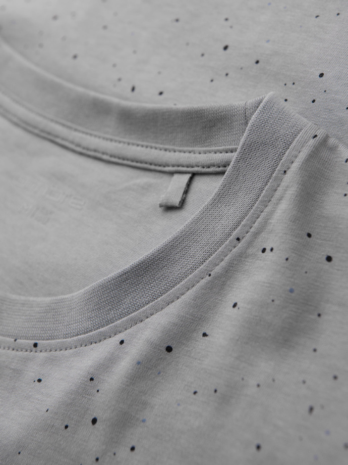 Men's printed cotton T-shirt with round neckline - light grey V8 OM-TSFP-0186
