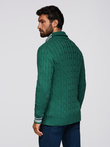 Pulover cardigan pentru bărbați cu guler șal în stil preppy - verde V2 OM-SWCD-0152