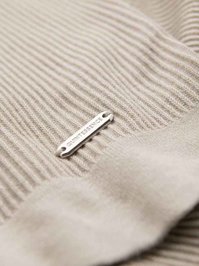 Tricou tricotat pentru bărbați cu nasturi la decolteu - gri deschis V3 OM-TSCT-0254