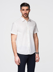 Men's short-sleeved linen-cotton shirt with pocket - broken white V1 OM-SHSS-0167