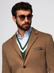 Men's knitted jacket with a fitted cut - light brown V4 OM-BLZB-0100