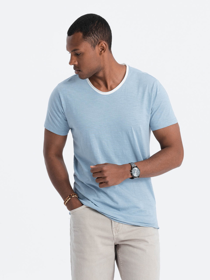 Men's T-shirt with raw finish - blue V4 OM-TSCT-22SS-004