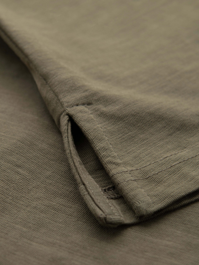 Men's polo t-shirt with decorative buttons - dark olive V5 S1744
