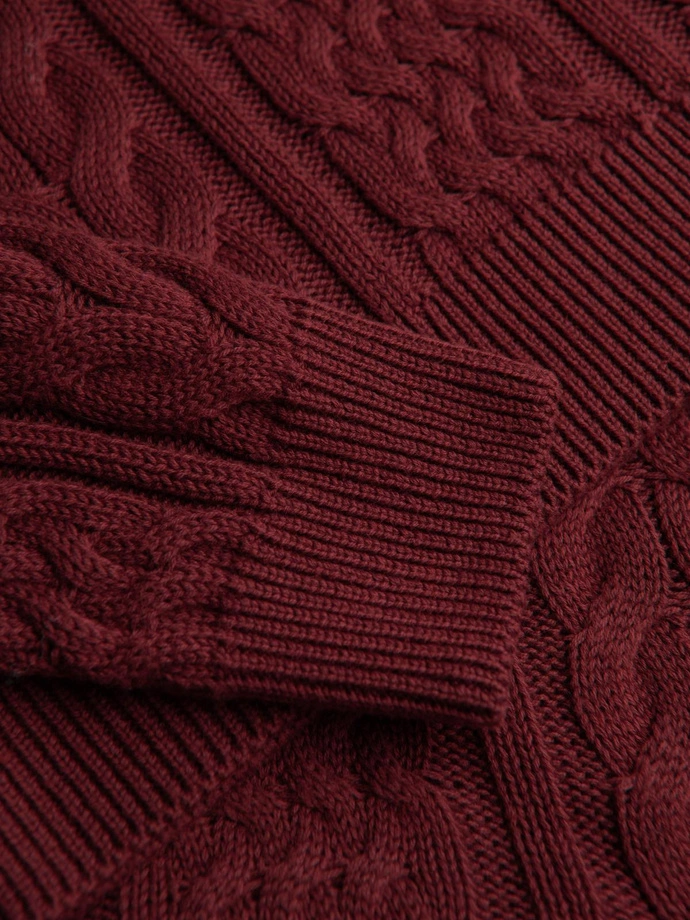 Elegant men's sweater with interesting weave - maroon V6 OM-SWSW-0173