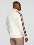 Men's sweatshirt with high collar and stripes - cream V3 OM-SSZP-0219