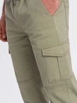 Men's JOGGERS pants with zippered cargo pockets - khaki V1 OM-PAJO-0123