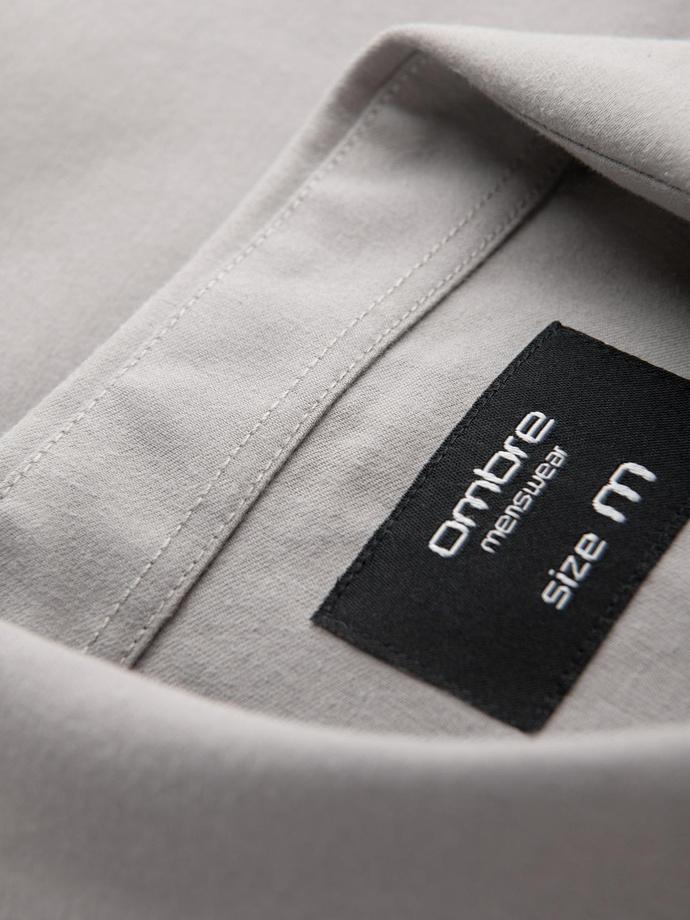 Men's REGULAR FIT shirt with pocket - gray V1 OM-SHCS-0148