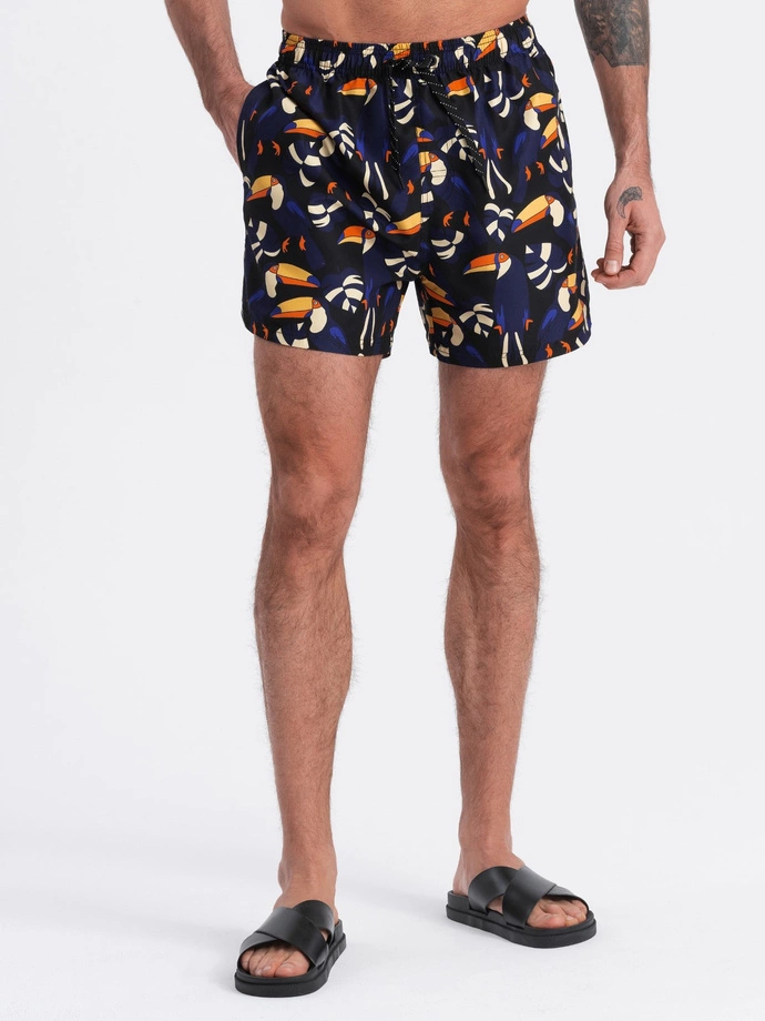 Pantaloni scurți de baie Toucan pentru bărbați - negru și albastru marin V1 OM-SRBS-0140