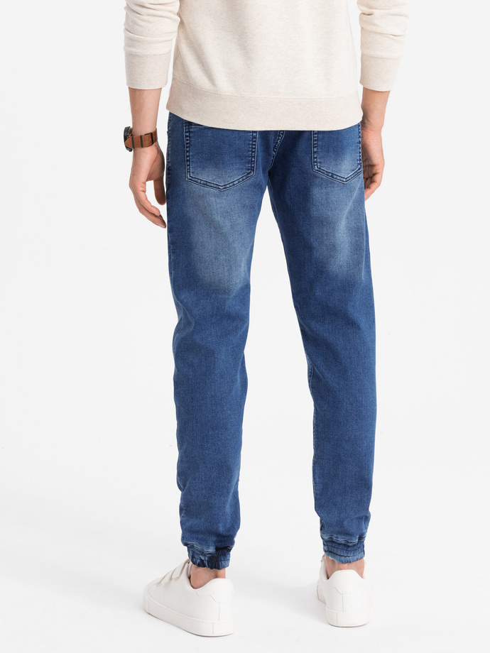 Men's denim jogger pants - light blue V1 OM-PADJ-0106