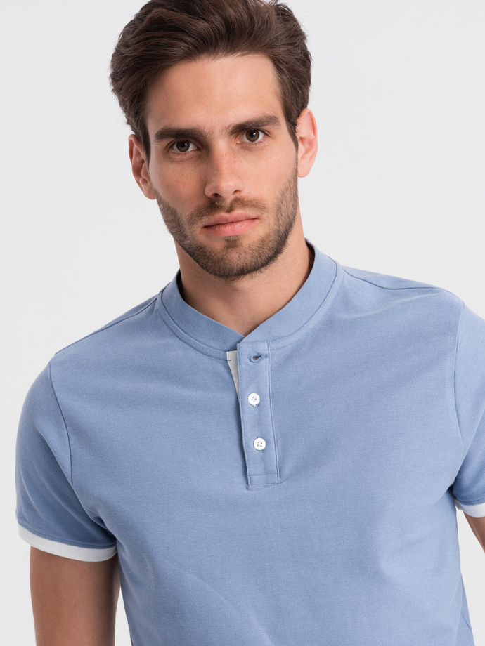 Men's collarless polo shirt - blue V3 OM-TSCT-0156