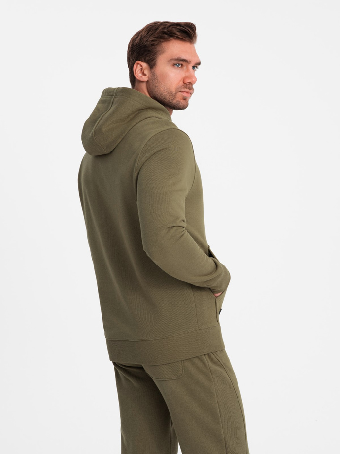 Set trening BASIC pentru bărbați tricoul kangaroo + pantaloni de jogging - olive V2 Z85
