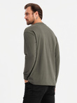 Men's cotton LOOSE FIT longsleeve with round neckline - gray-green V3 OM-LSBC-0129