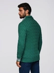 Men's cardigan sweater with shawl collar in preppy style - green V2 OM-SWCD-0152
