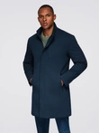 Men's tailored structured coat with high collar - navy blue V2 OM-COWC-0136