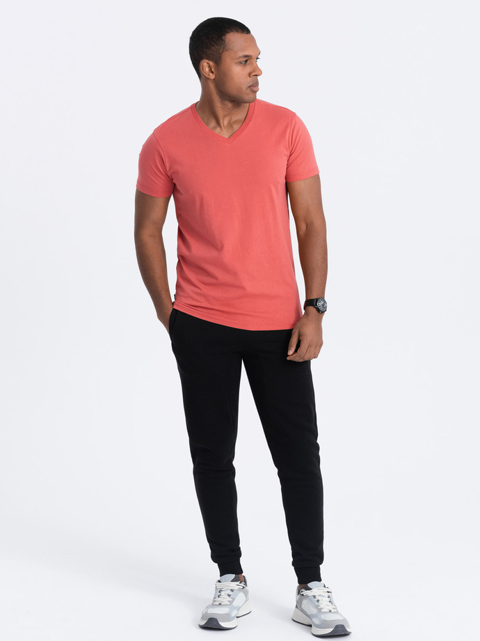 BASIC men's classic cotton T-shirt with a crew neckline - pink V12 OM-TSBS-0145