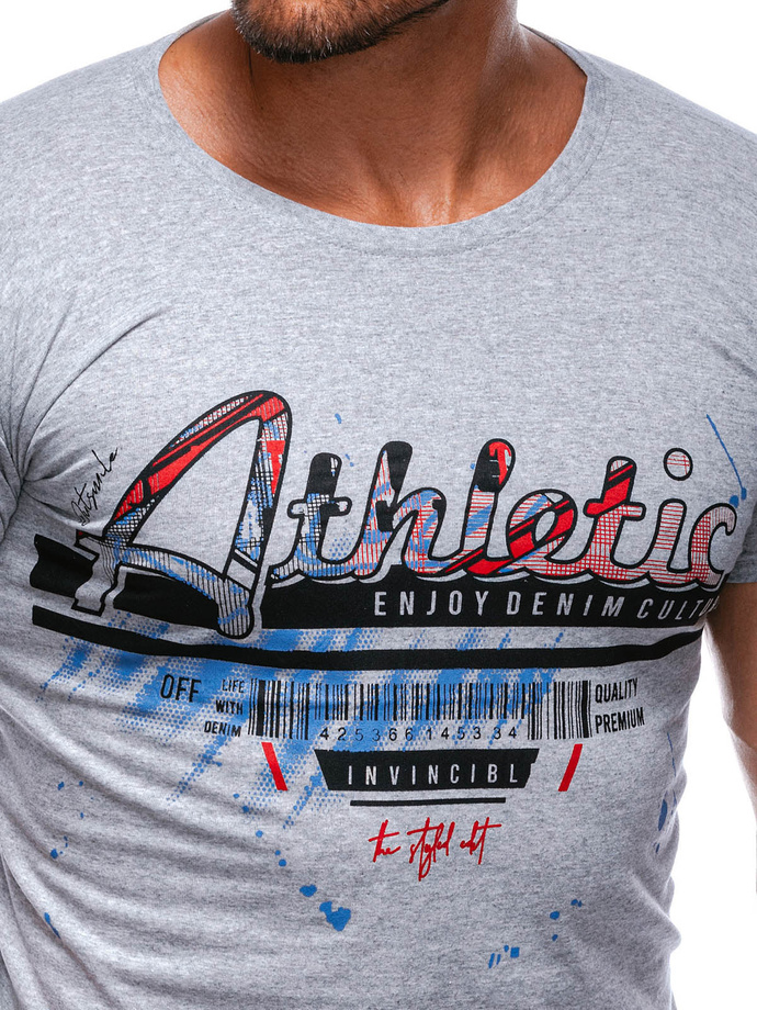 T-SHIRT MĘSKI Z NADRUKIEM S1392 - BIAŁY