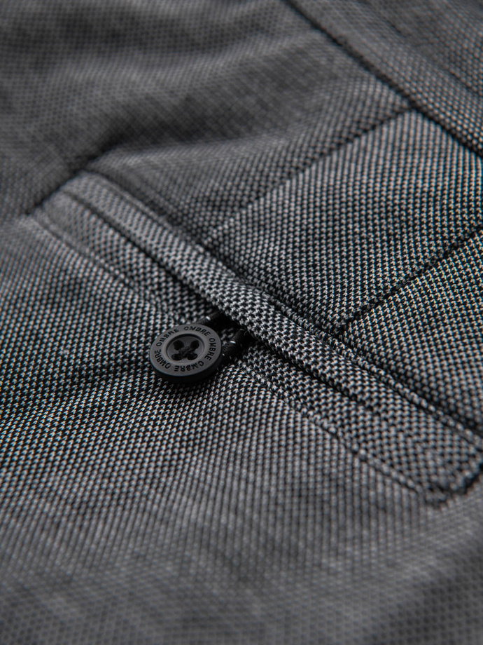 Pánské krátké šortky SLIM FIT ze strukturovaného melanžového úpletu - černé V2 OM-SRCS-0166