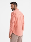 Men's linen shirt with collar and pocket REGULAR FIT - peach V1 OM-SHCS-0161