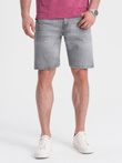 Pánské džínové krátké šortky s jemným sepráním - šedé V2 OM-SRDS-0145