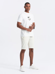 Men's pre-knee BASIC sweat shorts - cream V5 OM-SRBS-0149
