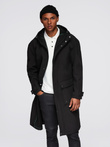 Men's parka coat with fleece lining and waist adjustment - black V2 OM-JAPJ-0314