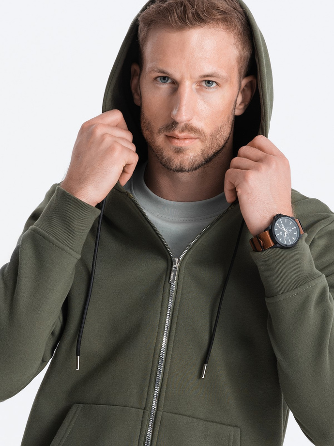 Set trening pentru bărbați bluză de trening cu fermoar + pantaloni - olive V2 Z63