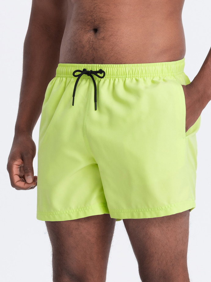 Pantaloni scurți de baie Neon pentru bărbați cu efect magic de imprimare - verde lime V1 OM-SRBS-0147