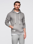 Men's kangaroo hooded sweatshirt - gray V8 OM-SSBN-0177
