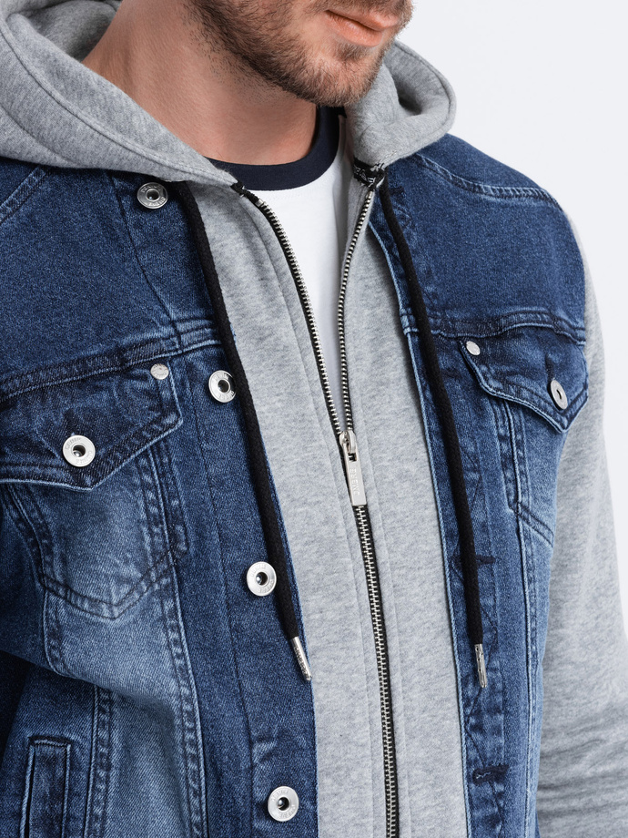 Jacheta de blugi de toamna barbati - denim/gri OM-JADJ-0124