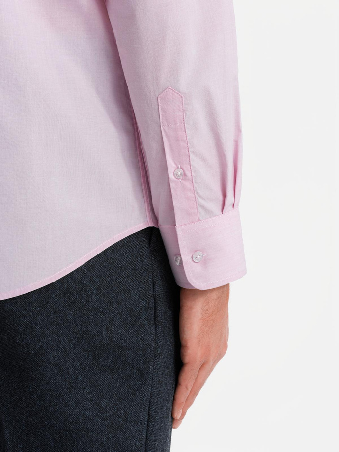 Klasické bavlnené tričko REGULAR - svetlo ružové V2 OM-SHOS-0154