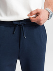 Men's knit shorts with elastic waistband - navy blue V1 OM-SRCS-0107