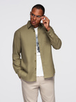 Men's cotton shirt with pocket REGULAR FIT - olive V2 OM-SHCS-0147