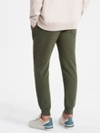 Men's ottoman fabric sweatpants - dark olive green V3 OM-PASK-0129
