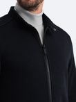 Men's unbuttoned sweatshirt with stand-up collar - black V5 OM-SSZP-22FW-005
