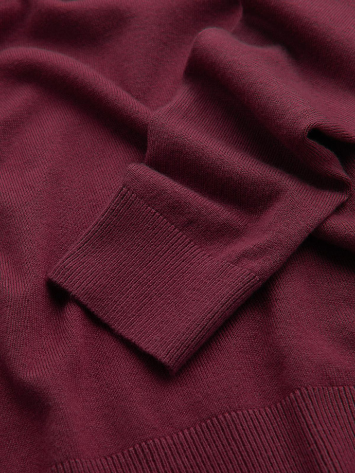 BASIC klasikinis vyriškas viskozės džemperis su apvalia iškirpte - bordo spalvos V11 OM-SWBS-0106