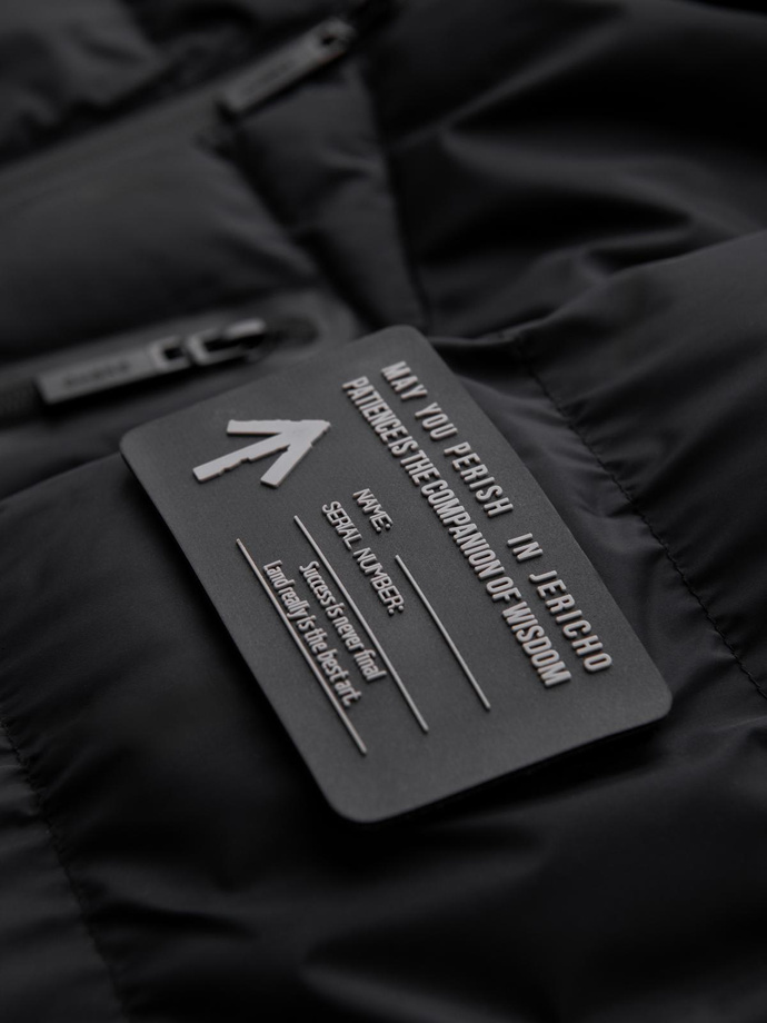 Pánska prešívaná zateplená bunda s raglánovými rukávmi - čierna V4 OM-JAHP-0302