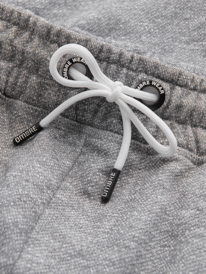 Vyriški LOOSE FIT šortai iš melanžinio audinio - pilki V6 OM-SRSK-0116