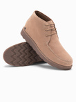 Pánská semišová kotníková obuv s hrubou podrážkou - béžová V1 OM-FOCS-0164