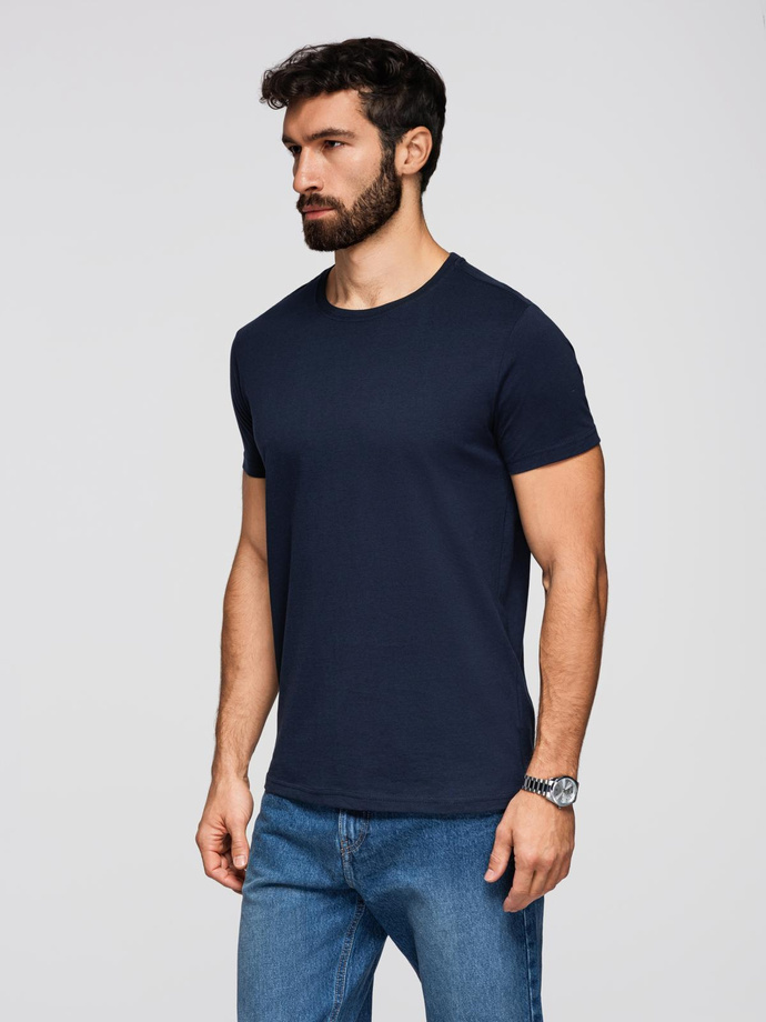 Tricou clasic BASIC din bumbac pentru bărbați - violet V13 OM-TSBS-0146