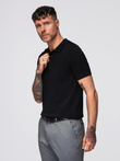 Pánske bavlnené polo tričko zo štruktúrovaného úpletu - čierne V5 OM-POSS-0117