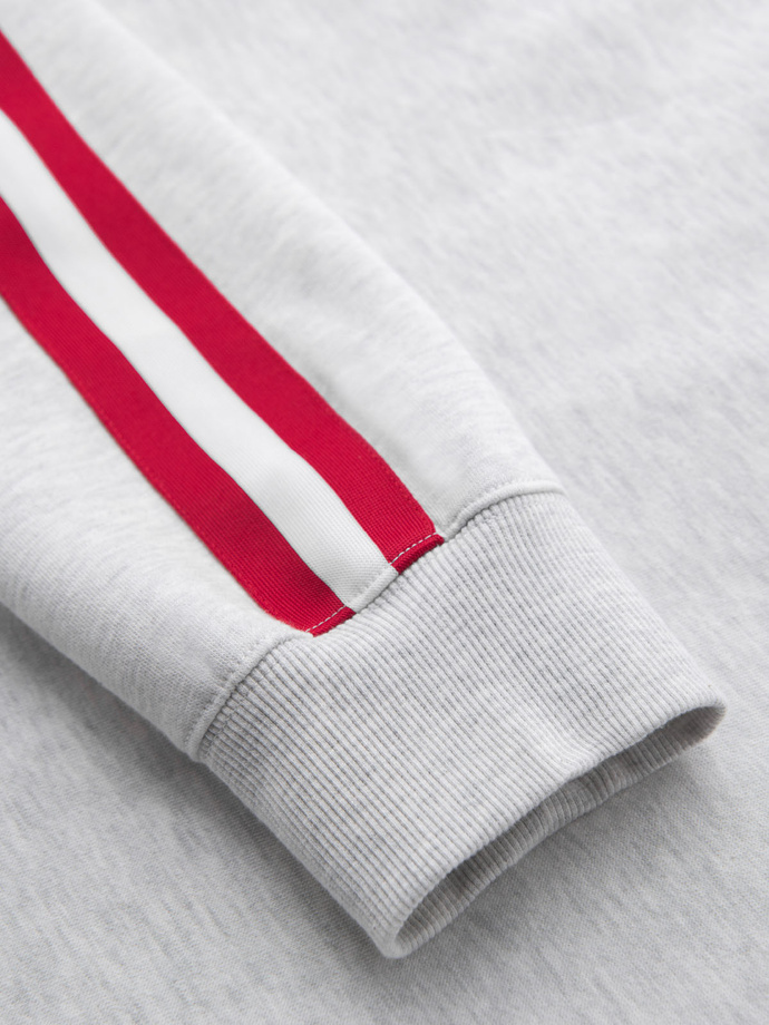 Pánská mikina s vysokým límcem a pruhy - šedá melanž V1 OM-SSZP-0219